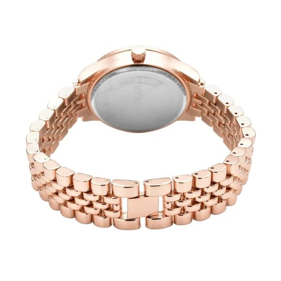 Strada Japanese Movement Cross Lords Prayer Pattern Dial Watch in Rosetone Strap - Picture 6 of 7